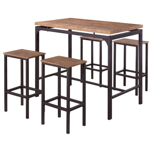 Santana 5-piece Pub Height Bar Table Set Weathered Chestnut - Image 2