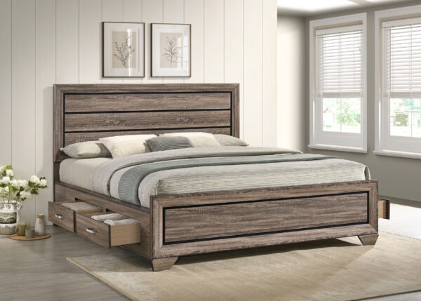 Kauffman Wood Storage Panel Bed Washed Taupe & Dark Cocoa - Image 4