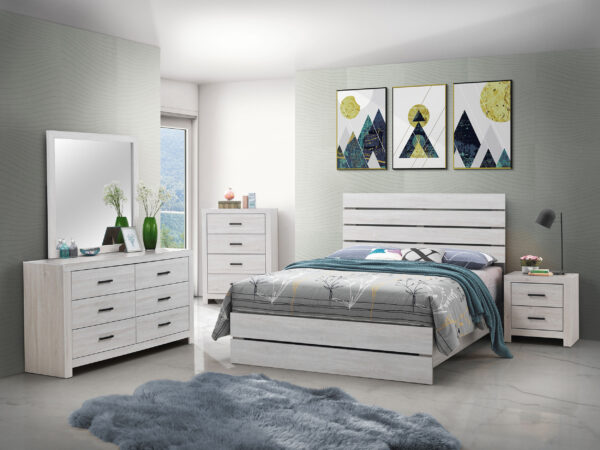 Brantford Wood Panel Bed Coastal White & Barrel Oak - Image 6