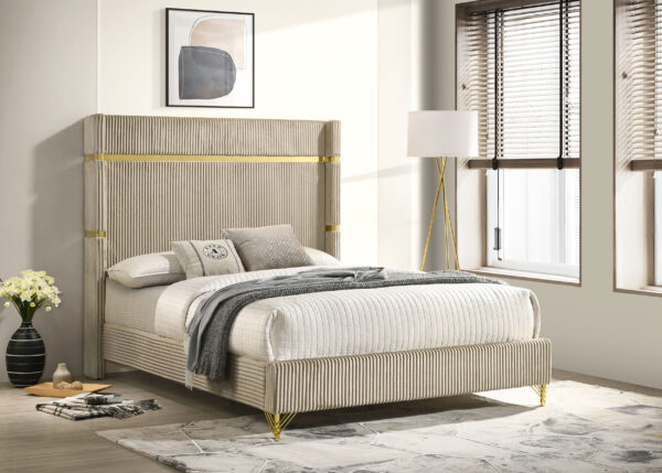 Lucia 61-inch Upholstered Wingback Bed - Image 6