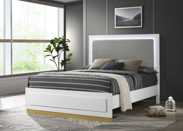 Caraway Wood LED Panel Bed Black & White - Image 8
