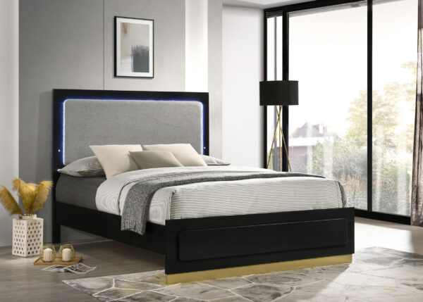 Caraway Wood LED Panel Bed Black & White - Image 2