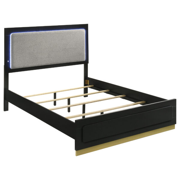 Caraway Wood LED Panel Bed Black & White - Image 5
