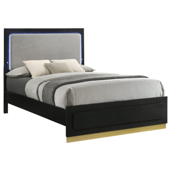Caraway Wood LED Panel Bed Black & White - Image 3