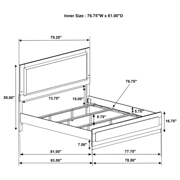 Caraway Wood LED Panel Bed Black & White - Image 6