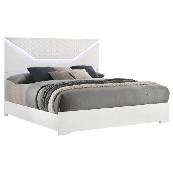 IvesPanel Bed LED Headboard White & Grey High Gloss - Image 2