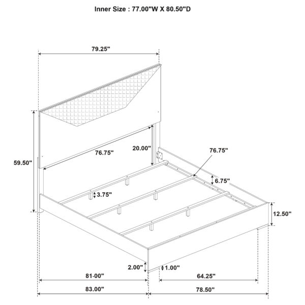 IvesPanel Bed LED Headboard White & Grey High Gloss - Image 4