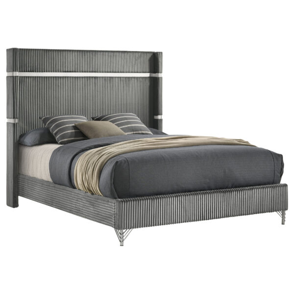 Lucia 61-inch Upholstered Wingback Bed - Image 3