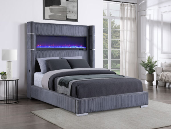 Tisdall Upholstered Cal King Flame Visualizer Bed