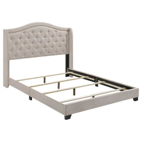 Sonoma Upholstered Wingback Bed Beige & Grey - Image 3