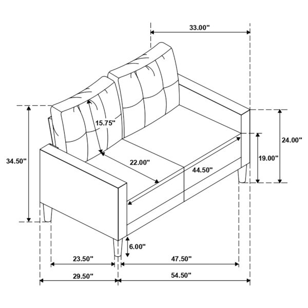 Bowen Upholstered Track Arm Tufted Loveseat - Image 9