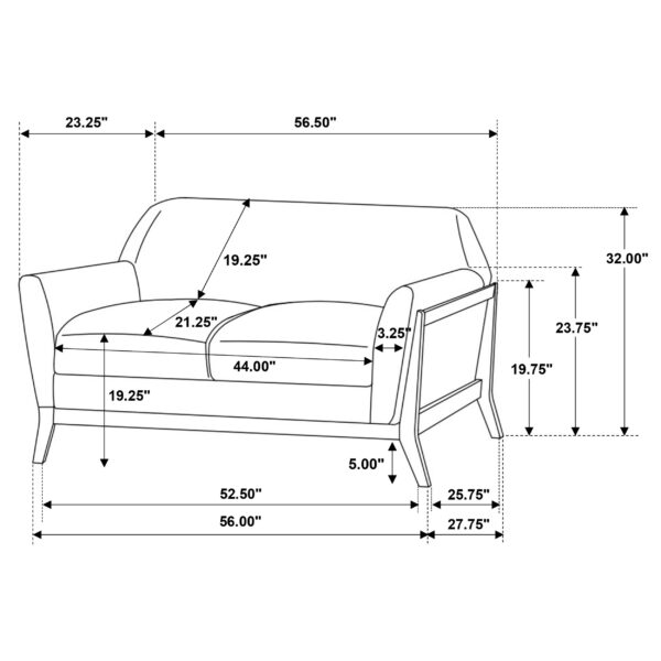 Vaughn Fabric Upholstered Flared Arm Loveseat - Image 6