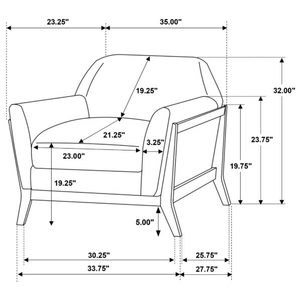 Vaughn Fabric Upholstered Flared Arm Accent Chair - Image 6