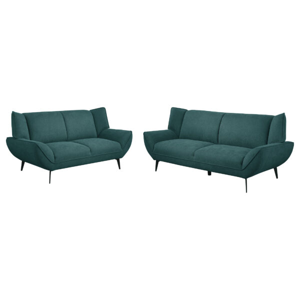 Acton 2-piece Upholstered Flared Arm Sofa Set Teal Blue - Image 2