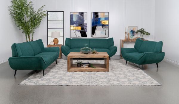 Acton 3-piece Upholstered Flared Arm Sofa Set Teal Blue - Image 2