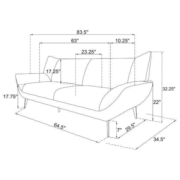 Acton Upholstered Flared Arm Sofa Teal Blue - Image 5