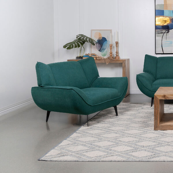 Acton Upholstered Flared Arm Loveseat Teal Blue - Image 6