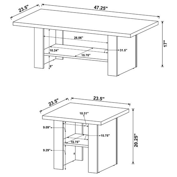 Rodez 3-piece Engineered Wood Coffee Table Set Black Oak - Image 4