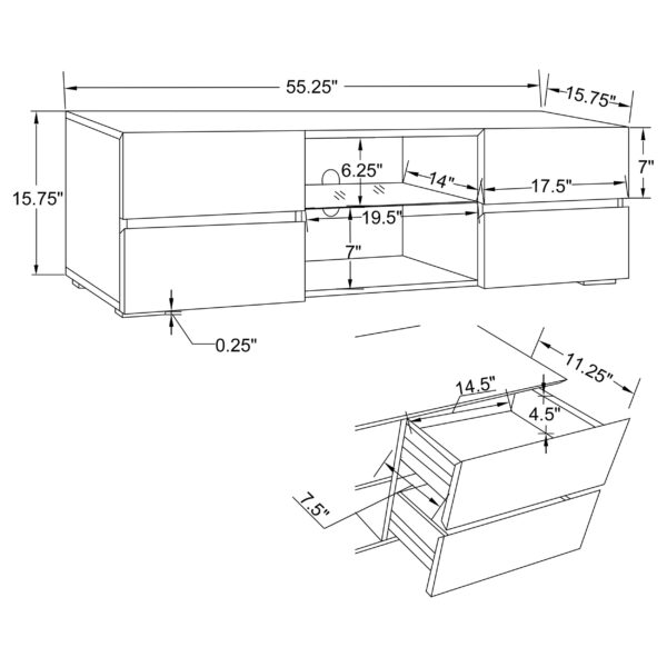 Galvin 4-drawer Wood 55-inch TV Stand White High Gloss - Image 3
