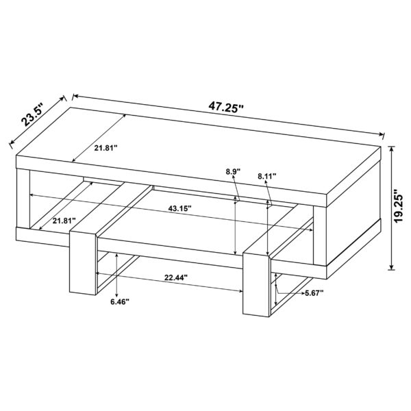 Dinard Engineered Wood Coffee Table Grey Driftwood - Image 4